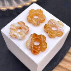 Подвеска бублик цветок бело-коричневый 16 мм