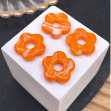 Подвеска бублик цветок бело-оранжевый 16 мм