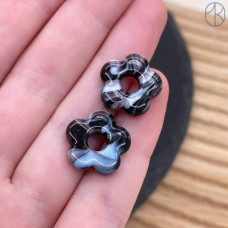 Подвеска бублик цветок бело-сиреневый №1 16 мм