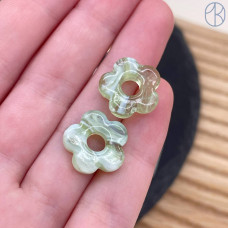 Подвеска бублик цветок бело-зеленый 16 мм