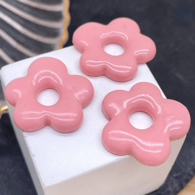 Подвеска-бублик цветок розовый №1 ~ 22 мм