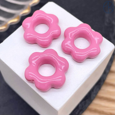 Подвеска-бублик цветок розовый ~ 17 мм