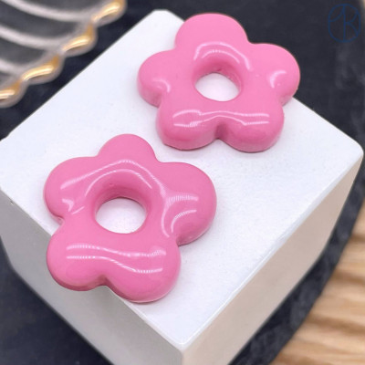 Подвеска-бублик цветок розовый ~ 22 мм