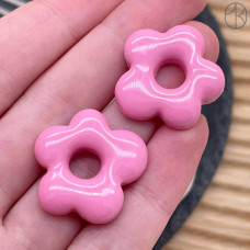 Подвеска-бублик цветок розовый ~ 22 мм