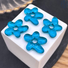 Подвеска-бублик цветок темно-бирюзовый 17 мм 