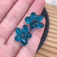 Подвеска-бублик цветок темно-бирюзовый 17 мм 