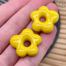 Подвеска-бублик цветок желтый ~ 22 мм