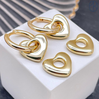 Подвеска бублик сердце, цвет золото 13х14 мм 