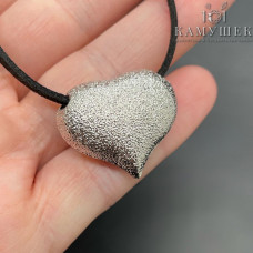 Подвеска бусина сердце, цвет серебро 25х22 мм