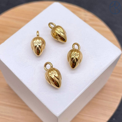 Подвеска бутон сталь 8 мм, цвет золото 18К 