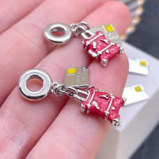 Подвеска чемодан, открытка №1 цвет серебро 18 мм 