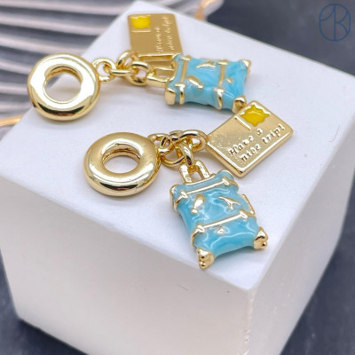 Подвеска чемодан, открытка цвет золото 18 мм 