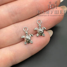 Подвеска черепаха, цвет серебро 13х10 мм 