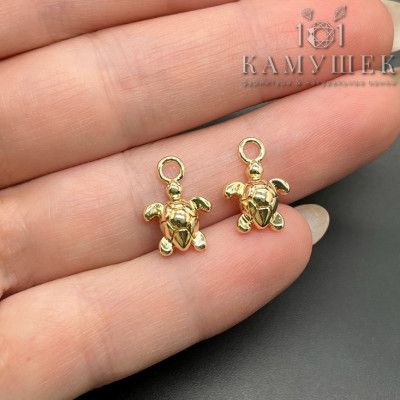 Подвеска черепаха, цвет золото 13х10 мм
