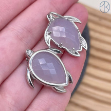 Подвеска черепаха огранка агат серый, цвет серебро 25 мм