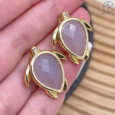 Подвеска черепаха огранка агат серый, цвет золото 25 мм