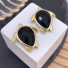 Подвеска черепаха огранка черный агат, цвет золото 25 мм