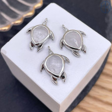 Подвеска черепаха огранка горный хрусталь, цвет серебро 15 мм