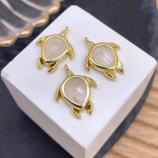 Подвеска черепаха огранка горный хрусталь, цвет золото 15 мм