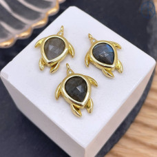 Подвеска черепаха огранка лабрадор, цвет золото 15 мм