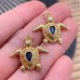 Подвеска черепаха синий циркон, цвет золото 22 мм 