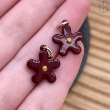 Подвеска цветок бордовая эмаль, цвет золото 13 мм 