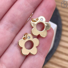 Подвеска цветок циркон, цвет золото 15 мм 