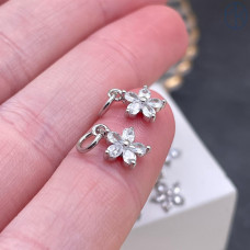 Подвеска цветок цирконы, цвет серебро 9х7 мм 
