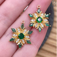 Подвеска цветок цирконы, цвет золото 18 мм