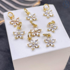 Подвеска цветок цирконы, цвет золото 9х7 мм 