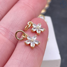 Подвеска цветок цирконы, цвет золото 9х7 мм 