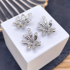 Подвеска цветок, цвет серебро 16 мм 