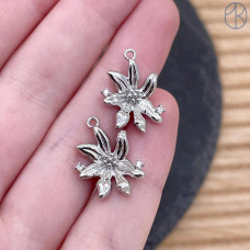 Подвеска цветок, цвет серебро 16 мм 