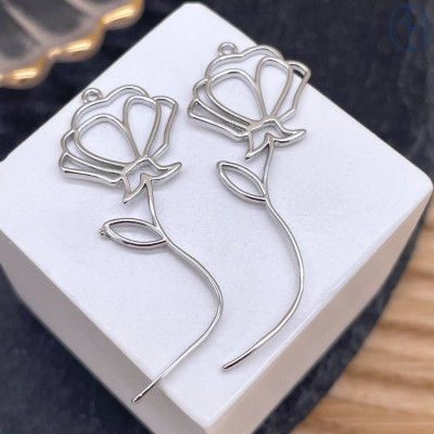 Подвеска цветок, цвет серебро 38 мм