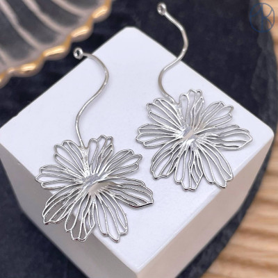 Подвеска цветок, цвет серебро 48 мм 