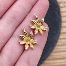Подвеска цветок, цвет золото 16 мм 