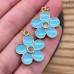 Подвеска цветок голубая эмаль, цвет золото 18 мм