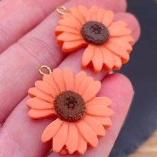 Подвеска цветок оранжевый, цвет золото 28 мм