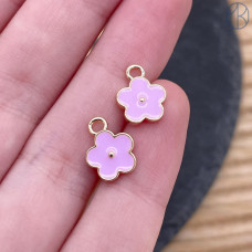 Подвеска цветок розовая эмаль, цвет золото 8 мм 