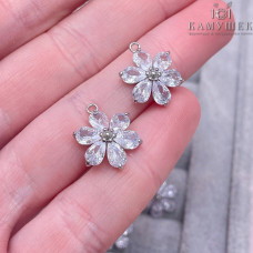 Подвеска Цветок с цирконом, цвет серебро 15х13 мм