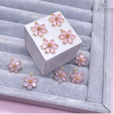 Подвеска Цветок с розовым цирконом, цвет золото 15х13 мм