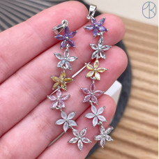 Подвеска цветы микс цирконы, цвет серебро 60 м