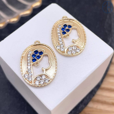 Подвеска девушка цирконы, цвет золото 20 мм