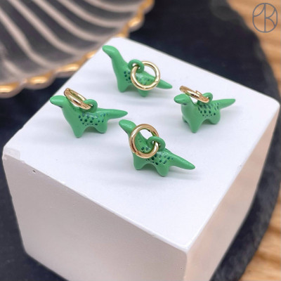 Подвеска динозавр эмаль, цвет золото 12 мм