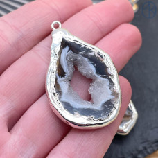 Подвеска Друза Агата, цвет серебро ~ 25-40 мм