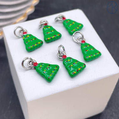 Подвеска елка, цвет серебро 8х7 мм