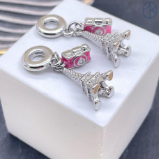 Подвеска фотоаппарат, эйфелева башня, цвет серебро 18 мм 