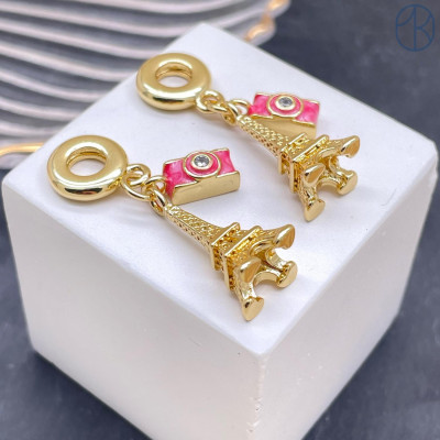 Подвеска фотоаппарат, эйфелева башня, цвет золото 18 мм 