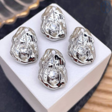 Подвеска фриформ циркон, цвет серебро 17 мм