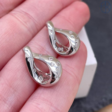 Подвеска фриформ цирконы, цвет серебро 19х12 мм